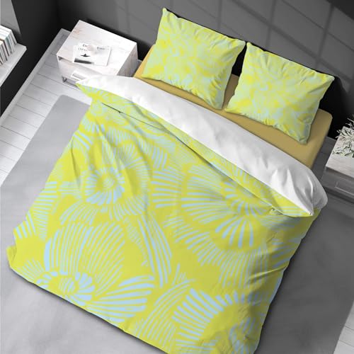 Housse de couette fleurs bleues microfibre contre les plis - 2