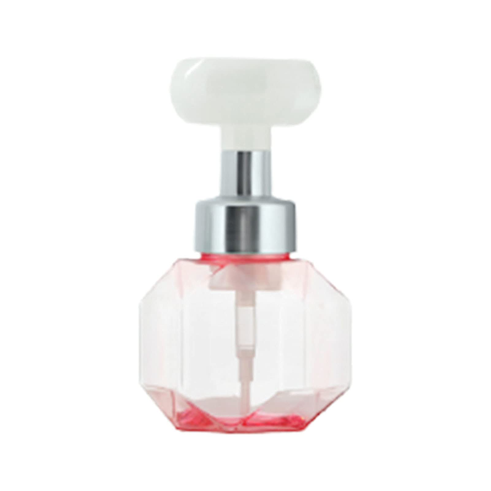 Geqian Through The Pink Shower Gel Dispenser Flower-Shaped Soap Containers Flower-Shaped Soap Dispenser Clear Press Pumps Bubbler - Empty Bottle Refillable Shampoo Shower Gel Hand Soap Dispenser 300Ml
