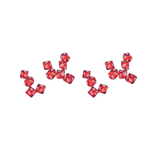 Juego de 2 dados de gemas D10 de diez caras para juegos de rol, 10 dados rojos
