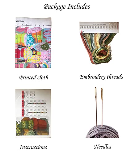 Huki Stamped Cross Stitch Kits For Adults 11Ct Counted Cross Stitch Kits For Beginners Embroidery Kits With Cactus Pattern Cloth, Needles, Floss #TOP1