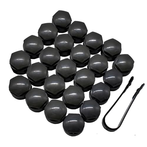 XUKEY Wheel Center Caps for Audi: 20pcs 25mm Wheel Hub Lug Nut Bolt Caps Designed for Audi A1 A2 A3 A4 A5 A6 A7 A8 Q3 Q5 TT S3 S5 S6 S8 RS3 RS4 RS5 RS6 R8 with 4 Locking Caps + Removal Tool (Black)