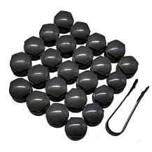 XUKEY Wheel Center Caps for Audi 20pcs 25mm Wheel Hub Lug Nut Bolt Caps Designed for Audi A1 A2 A3 A4 A5 A6 A7 A8 Q3 Q5 TT S3 S5 S6 S8 RS3 RS4 RS5 RS6 R8 with 4 Locking Caps + Removal Tool Black
