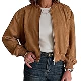 【Caractéristiques】Veste bomber courte en daim synthétique pour femme, veste bomber courte à fermeture éclair, manteau bomber ample, vêtement d'extérieur en faux daim, poignets côtelés, veste bomber courte style rétro, veste bomber printemps automne, manteau bomber avec fermeture éclair sur le devant, manteau court en faux daim doux, vêtement d'extérieur pour femme, veste bomber tendance à ourlet côtelé, design bomber classique à porter au quotidien, manteau court à la mode