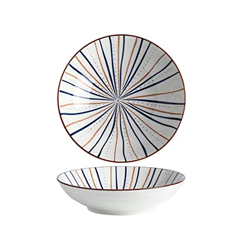 Platos Platos de postre Platos de cerámica pintados a mano Plato hondo para el hogar Plato de porcelana Plato redondo de 8 pulgadas Plato llano apto para lavavajillas Microondas Horno Aperitivos