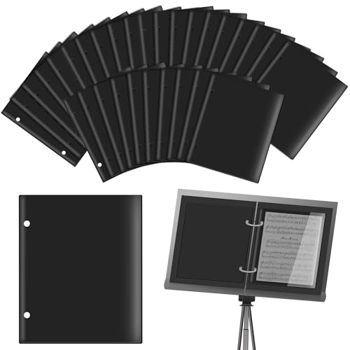30 Pieces Flip Folder Pages Single Side, Anglecai 7.5 x 6.3 Inches Flip Folio Folder with 2 Holes Waterproof Music Files Holder for Marching Band Holding and Storing Music Files
