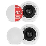 Pyle Pair 5.25 Inch/13.3cm Flush Mount In-Wall In-Ceiling Speaker, 2-Way Home Speaker System, Dual Polypropylene Cone w/ Polymer Tweeter Stereo Sound, 150 Watt, Spring Loaded, Easy to Install