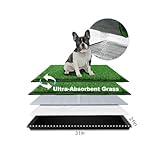 HQ4US 4LEGS Dog Grass Pad with Tray Medium 31”×21”, Dog Litter Box with Odor Free Artificial Grass Pee Pads for Dogs Potty Tray with Hemmed Edge, Realistic for Indoor Balcony
