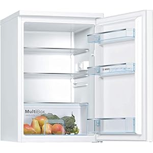 Bosch Hausgeräte KTR15NWEA Serie 2 Mini-koelkast, 85 x 56 cm, 134 liter, LED-verlichting, gelijkmatige verlichting, multibox opslag van groenten en fruit, wit (EEK E)