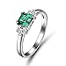 Daesar Ring Verlobung 18 Karat Weißgold Damen Solitärring mit 4-Steg-Krappenfassung 0.64ct Smaragd, Ehering Trauring Ring Weißgold mit Diamant Große 63 (20.1)