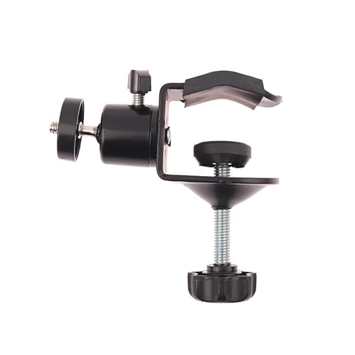 Pince en métal avec mini rotule à 360 ° - Support de serrage rapide - Support de fixation pour trépied - Clip à vis 1/4 pour flash, microphone, moniteur d'appareil photo