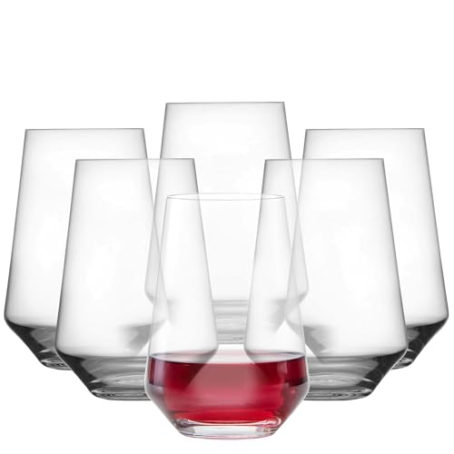 ZWIESEL GLAS Pure Stemless Bordeaux Glass (Set of 6), Red Wine Tumbler for Bordeaux, Dishwasher-Safe Machine-Made Tritan Crystal Glasses, Made in Germany (18.5 Ounce)