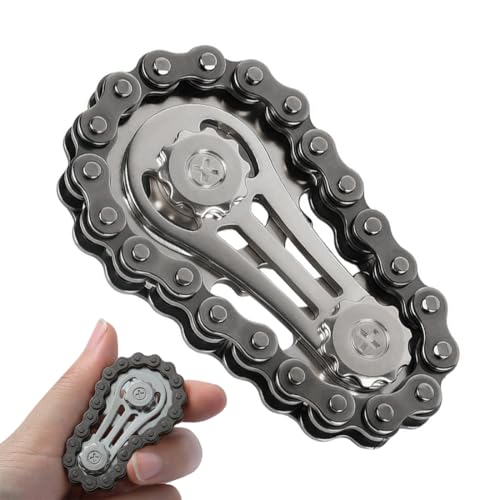 GNALIA 1 Pièce Hand Spinners Chaîne Métal Jouet Rotation Flippy Design 2 Engrenages Soulagement Stress 6 X 3.5 X 1.1 Cm Noir