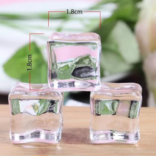 20 piezas cubos de hielo acrílico transparente 18mm miniatura 3