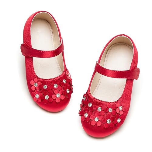 Image of PHIRAMIN Toddler Flower Girl Glitter Dress Shoes Little Girl Ballet Flats Bow Wedding Party