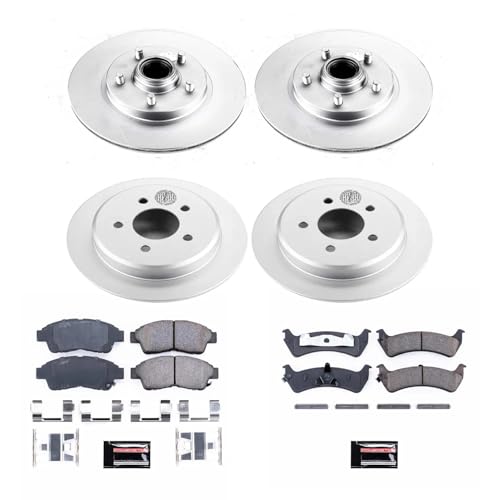 Image of PowerStop Front and Rear Brake Kit for Ford Explorer 1995-01 |Ranger 1998-02 |Mercury Mountaineer 1997-01 - Fully-Coated Disc Rotors with Z17 Ceramic Brake Pads Replacement, CRK1855