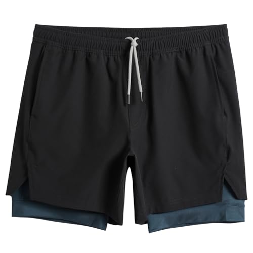 Image of maamgic Mens Workout Shorts 2 in 1 Stretch 5 inch / 7 inch Gym Shorts Running Shorts with Compression Liner Zip Pocket