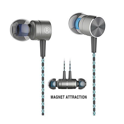 Earphones,Magnet Attraction Sport In-Ear Earbuds Heaphones Headset Stereo Bass with Mic (Green)