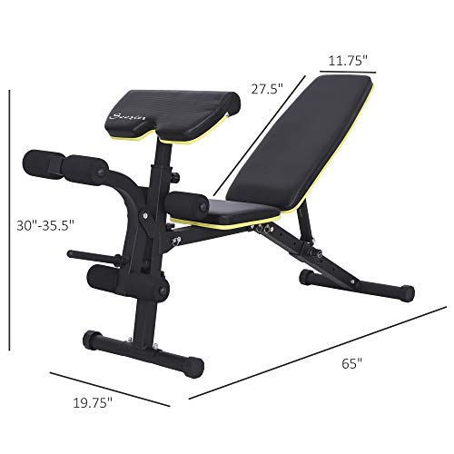 Soozier Adjustable Sit-Up Dumbbell Bench Multi-Functional Purpose Hyper Extension Bench with Adjustable Seat and Back Angle