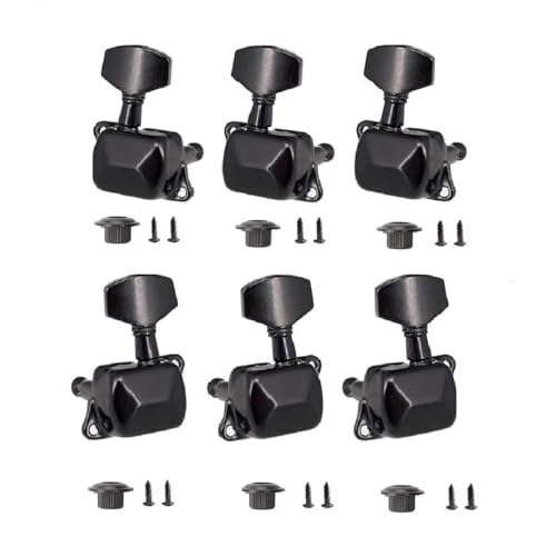 6 Pieces Semi-closed Guitar String Tuning Pegs Tuner Machine Heads Knobs Tuning Keys for Acoustic or Electric Guitar（3L+3R /Black)