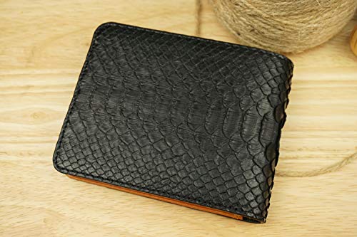 Black Python Leather Wallet for Men, Full Grain Python Leather Wallet, Bifold Stylish Wallet, Men's Billfold Wallet3