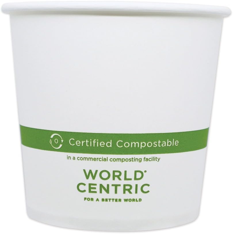 World Centric Paper Bowls, 24 Oz, 4.4" Diameter X 4.4"h, White, 500/carton