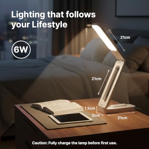 Image of pTron 6W EaseMate Study Lamp L2, 6Hrs Runtime max., Seamless Dimming, 3 Colour Modes, Adjustable Brightness Levels, Table Lamp for Study, 2-Fold Elbow Design, Wall Mountable, Type C Charging
