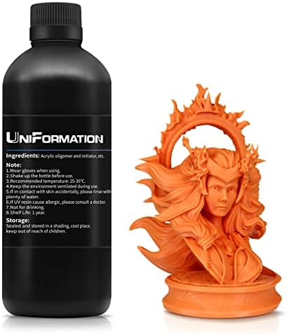 Uniformation 8k 3D Printer Resin PLA Plant Based Resin,Biodegradable 405nm UV Curing Photopolymer Rapid for 4K 6K 8K LCD/DLP/SLA 3D Printer Space Orange Red 1kg