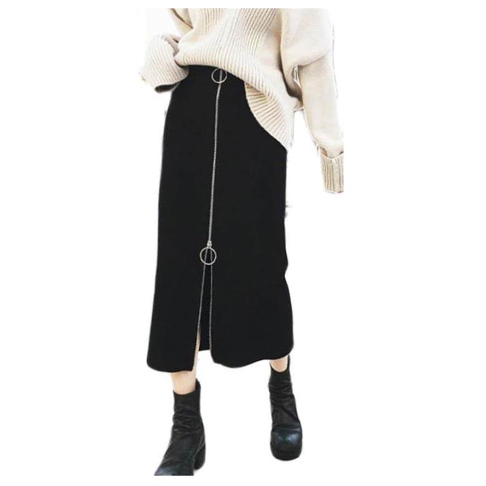Amazon.co.jp: スカート レディース ロングスカート ジップデザイン  