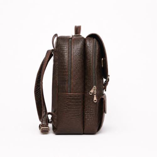 Image of Full-Grain Natural Genuine Pure Leather Laptop Backpack Bags for Mens Man and Women College Office Use Daypack Travel 16 Inch, Size: H-16 X L- 10 X W- 5 Inches