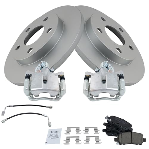 Image of TRQ Rear Brake Pad and Rotor Set Ceramic Coated Rotors Calipers Compatible with 2011-2013 Chevrolet Impala 2014-2016 Impala Limited
