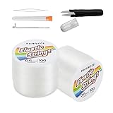 Elastic Bracelet String Cord Kit: 2 Rolls of 200m (0.6mm) Clear Beaded Stretch Cord with Tools - Perfect for Bracelet Making and DIY Jewelry Projects!