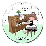 Piano Recital Personalized Christmas Ornament - Brown Haired Girl