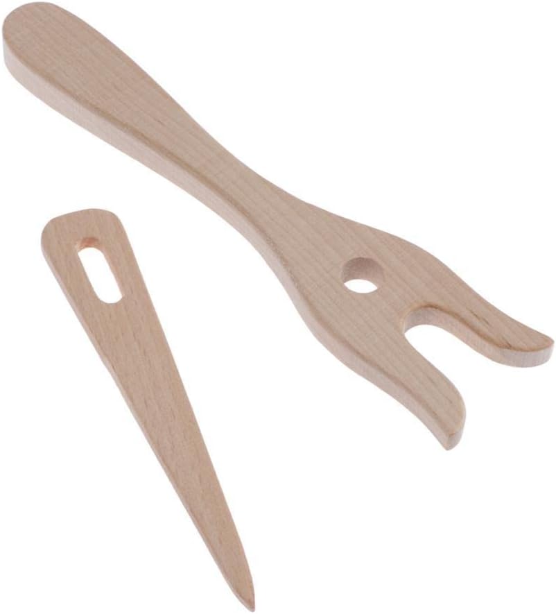 2 Piece Wood Knitting Fork Lucet Tool for Making Laces,