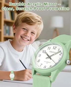 TENOCK Analoge Horloges Voor Jongens en Meisjes Tijd Leren 5atm Waterdicht Gemakkelijk Te Lezen Voor Leeftijden 4-12 (Kind) : TENOCK