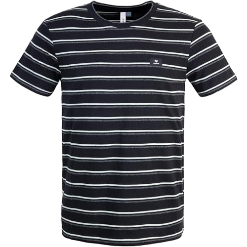 Ragwear Paollo Stripe GOTS T-Shirt Herren (DE/NL/SE/PL, Alphanumerisch, L, Regular, Regular, Black)