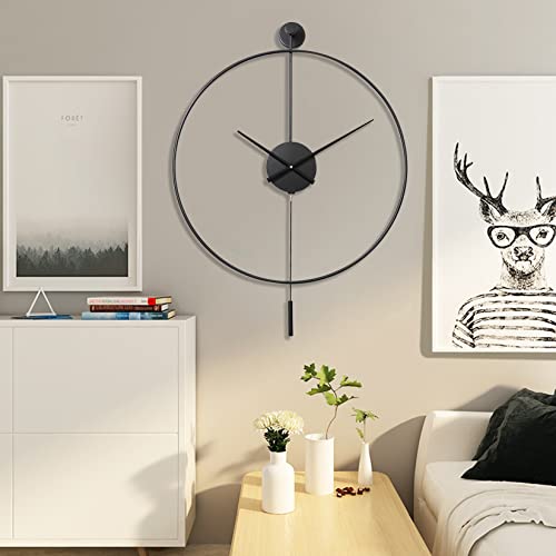 Yisiteone Classical Large Decorative Wall Clock With Pendulum, Modern Non-Ticking Silent Metal Wall Clocks For Living Room, Bedroom, Study, Office,20‘’ #TOP2