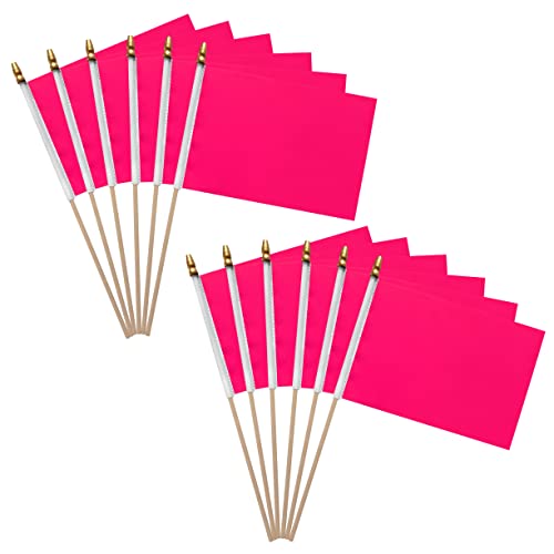 WEITBF Solid Flag Small Mini Flags,12 Pack (Rose Pink)