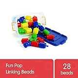 Excellerations - FUNPOP Fun Pop Linking BeadswithStorage Bin(28 Pieces) –Snap Together and Pull Apart Large Plastic Beads –Great for Toddlers and Preschoolers –Early STEM Toy DevelopsFine Motor Skills