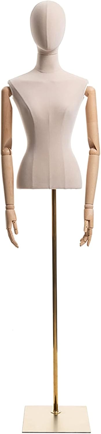 Female Mannequin Torso Dress Form 150-230CM Height Adjustable Half Body Manikin Clothing Store Display Shelf with Metal Base Sturdy Shop Window Dummy Model 5 Colors (Color : White) (Milky White)