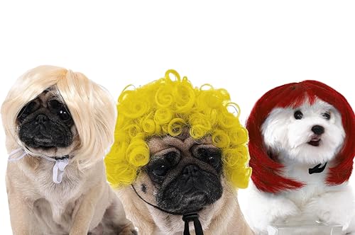 Partslety Peruca para cães, fantasias para animais de estimação, peruca cosplay de cachorro, peruca