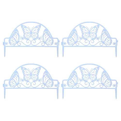 Happyyami 4pcs Garden Fence Edging Border Decorative Fence Picket Hollow Butterfly Landscape Panels Stake Small Flowerbeds Plant Border for Pool Patio Pathways