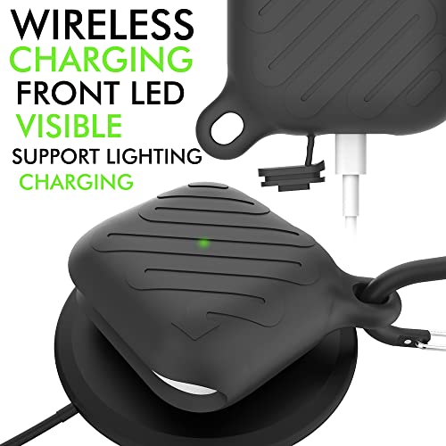Waterproof Case For Airpods 3Rd Generation, Compatible Wireless Charging,Anti-Lost Hook, Led Light Visible（Black） #TOP13