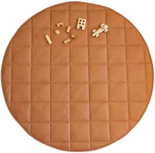 Padded Leather Non Toxic 47" Play mat | Indoor Outdoor | Floor Activity Pad for Babies,Toddlers, Infants | Timmy Time Mat Crawling Play Time | Terra+Ivory