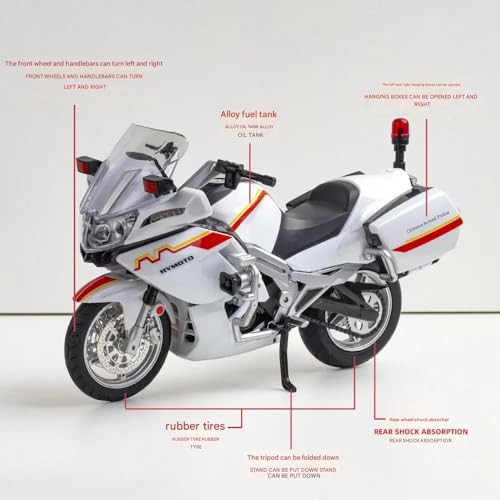 Image of FEXXA Police Motorcycle Toy - Pull Back Motorcycle Toys, Tiny Gift with Music Lighting, Latte Motorcycles Toy for Kids Boys Age 3-8 Year Old [NEW] (1:12 National Guard 650G Escort-White)