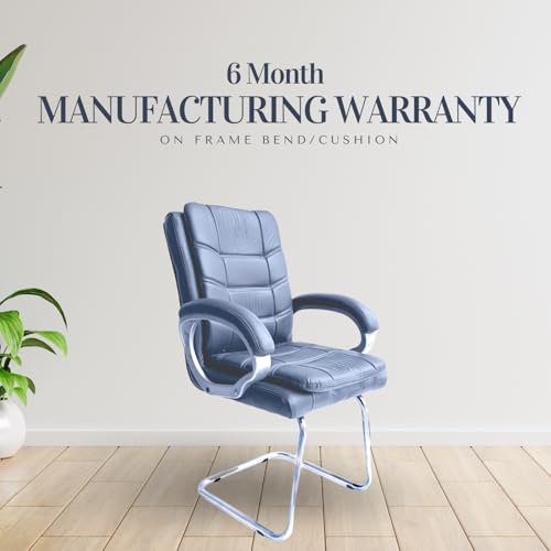 Image of activa Executive Office Visitor Chair | Ergonomic Relax Chair for Study, Home, Reception| Comfortable Cushioned Seat Back, Double Pipe Frame with Arm Rest Guest Seating (1, Grey, Star)