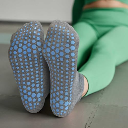 Image of ELUTONG Pilates Non Slip Grip Socks for Women 1-4 Pairs Yoga Barre Ballet Workout Hospital Grippy Sock