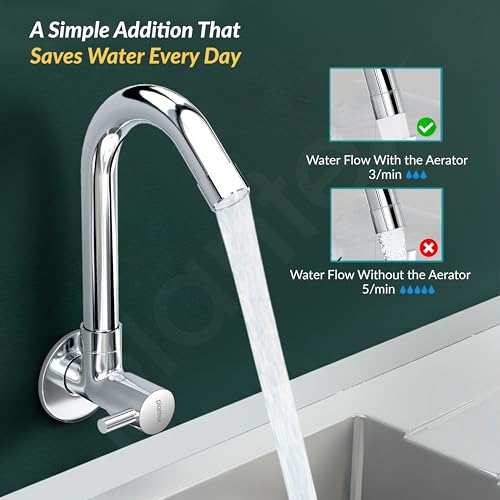 Image of Plantex Sink Tap for Kitchen Basin with Brass Spindle /Wall Mount Kitchen Sink Tap with Wall Flange and Water Saving -(MKS-1277-Chrome)