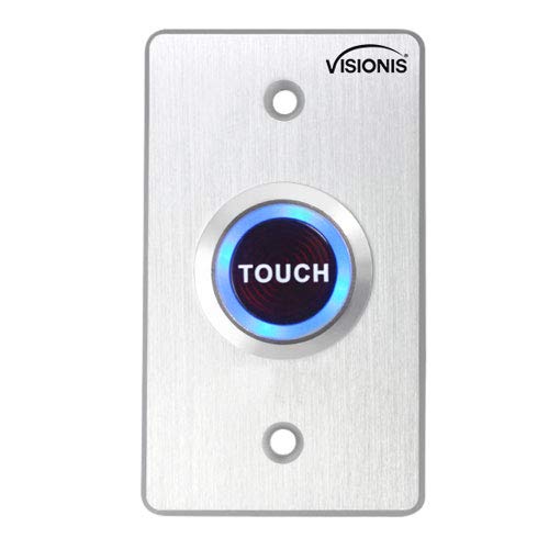 Touch Request to Exit Button for Door Access Control. with LED Light. for Indoor Use. Thick Aluminium Alloy. NC, COM and NO Outputs - VIS-7005 Visionis