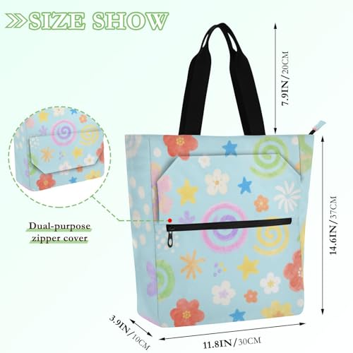Bolsa de mano escolar con bolsillos prácticos para llevar de compras 4