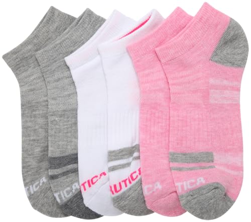 Image of Nautica Womens No Show Socks Moisture Wicking Athletic Low Cut Socks 6 Pack | Moisture Wicking Dri-Motion Fabric, Cushioned Key Areas, Banded Arch Support, No Show Low Cut, Shoe Size 4-10